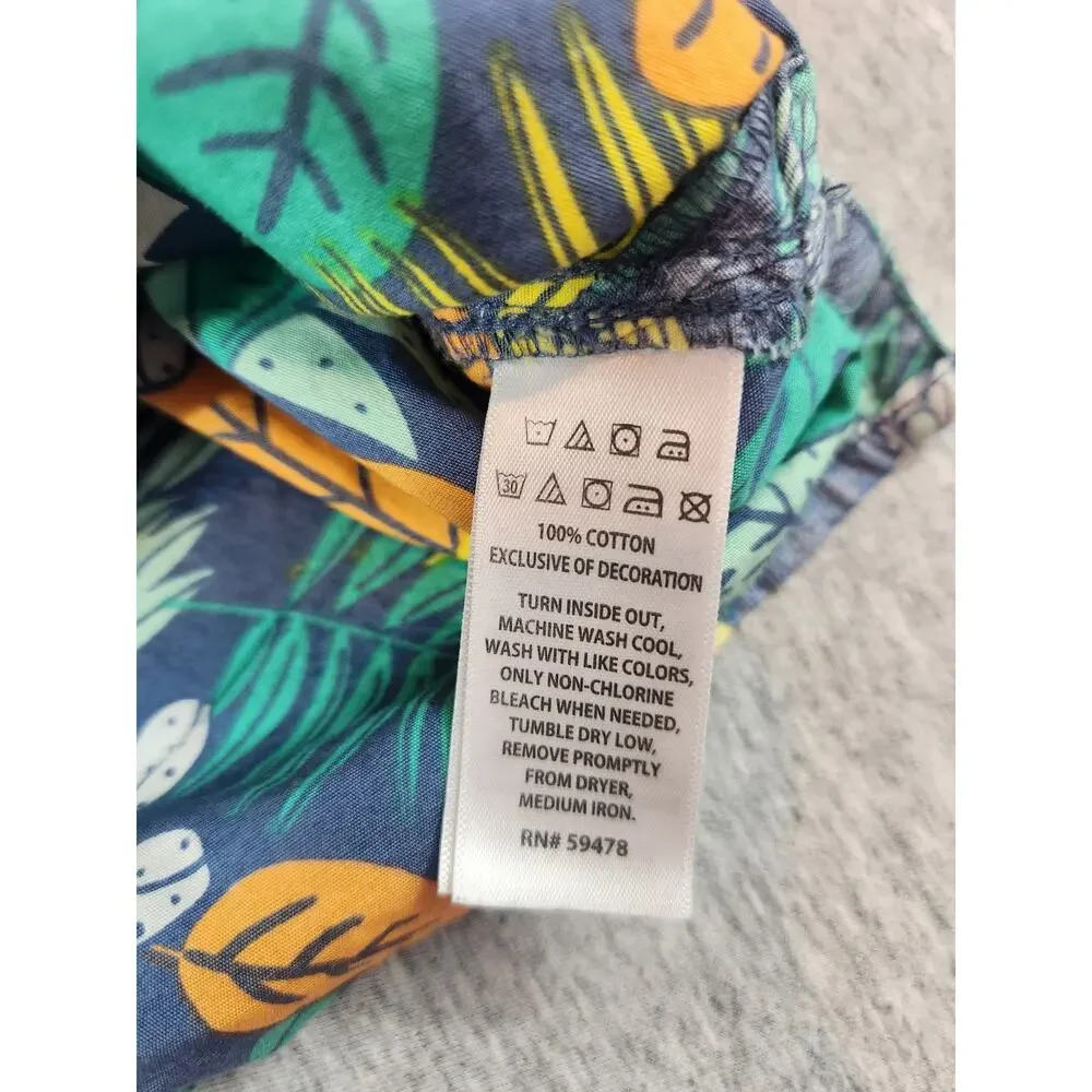 Tommy Bahama boys sz 3T button up short sleeve shirt tropical leaf floral cotton